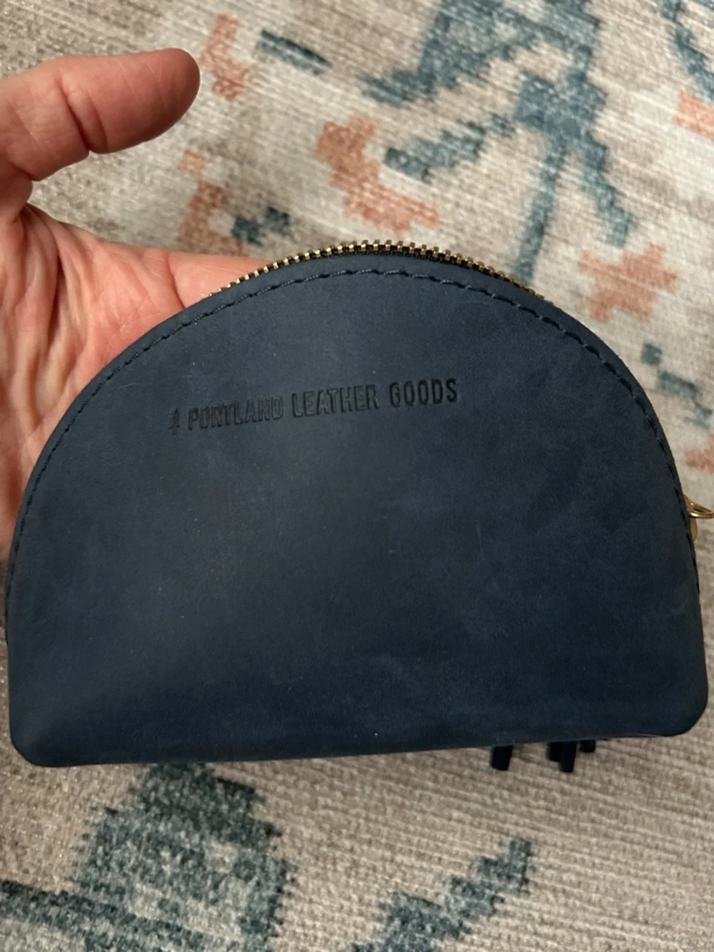 Portland Leather Navy Taco Tassel Cosmetic Pouch - Picture 6 of 6